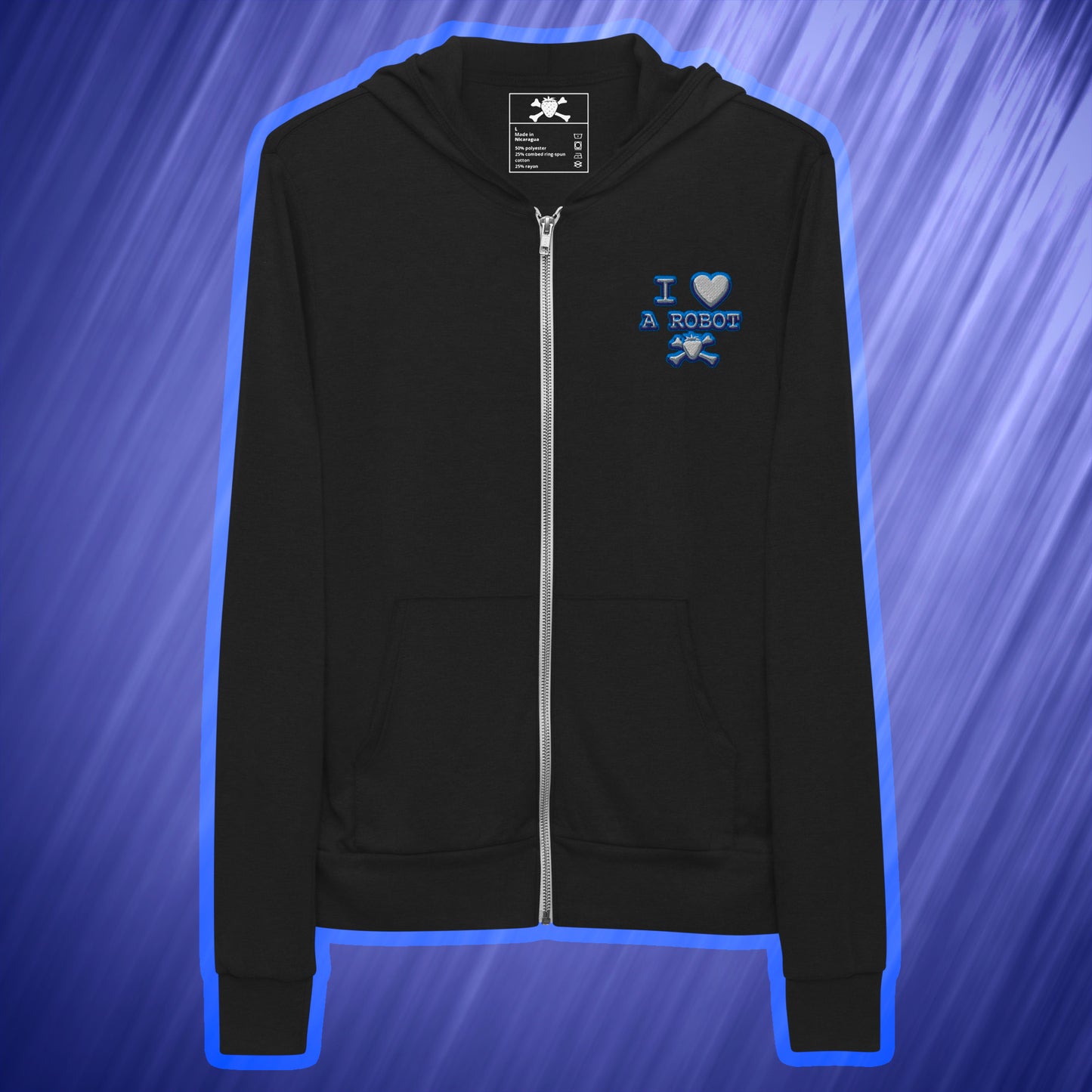 I Love a Robot Lightweight Zip Hoodie