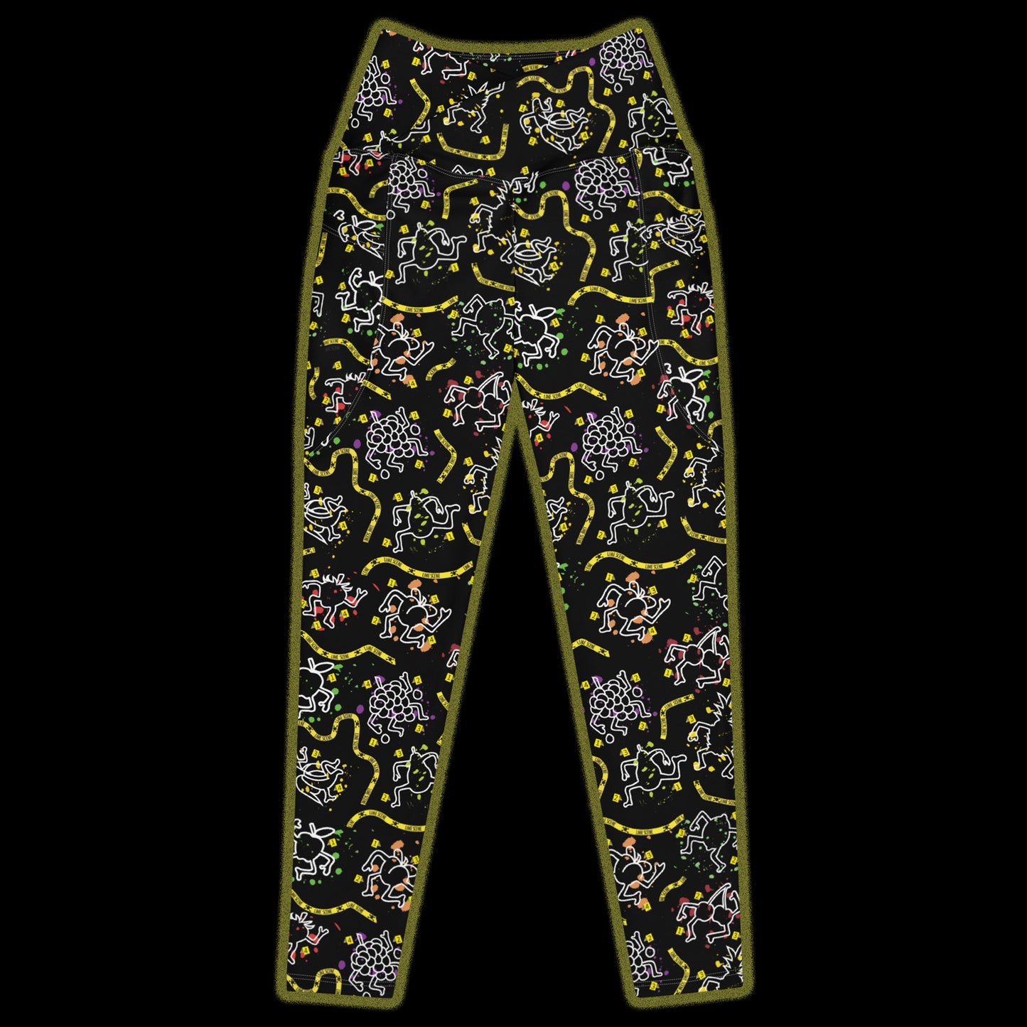 Lime Scene Crossover Leggings with Pockets