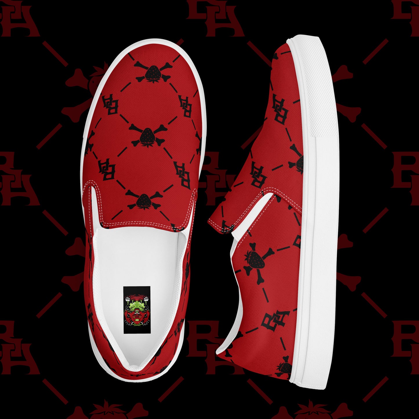 Blood Red Monogram Slip-On Shoes