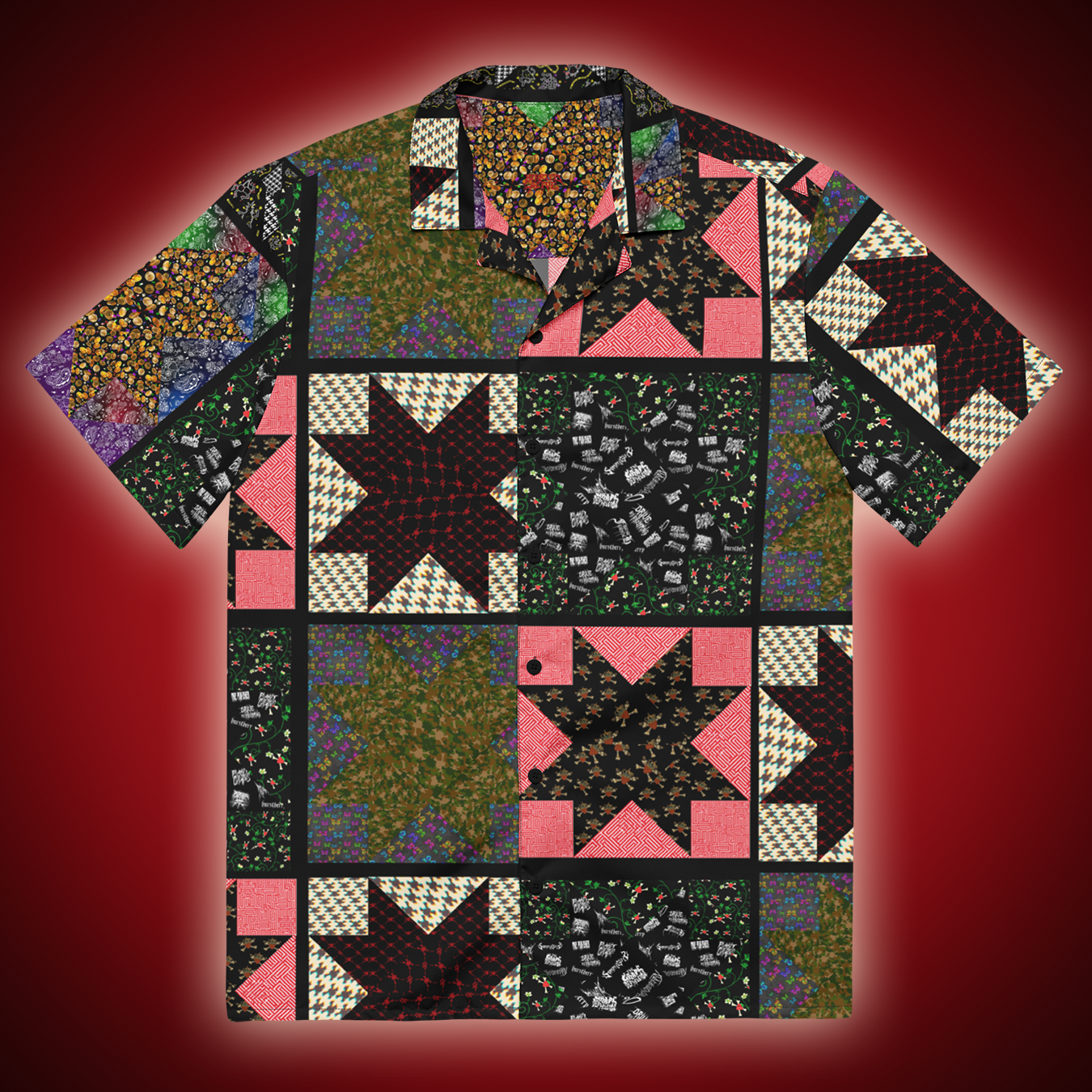 Patchwork Print Button Up Shirt