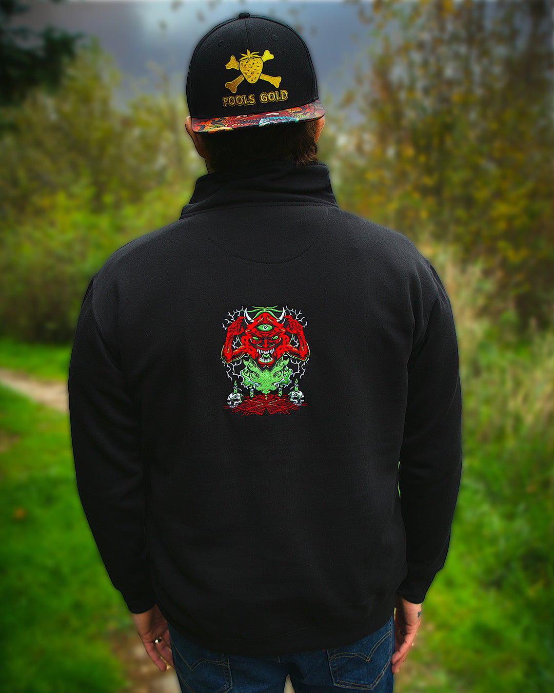 Demonberry Embroidered Fleece Pullover